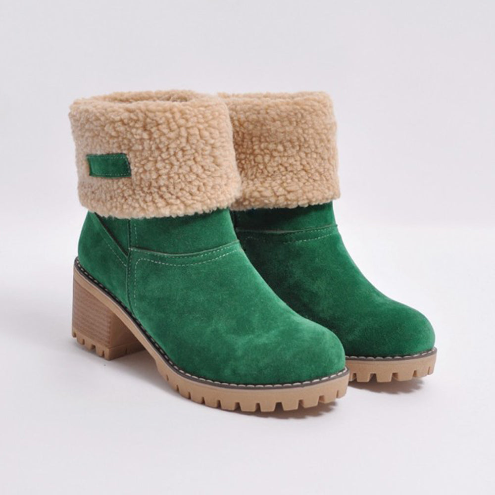 Variant image for Kvinnors Högklackade Stövlar Medelhöga Mocka Färgblock-29