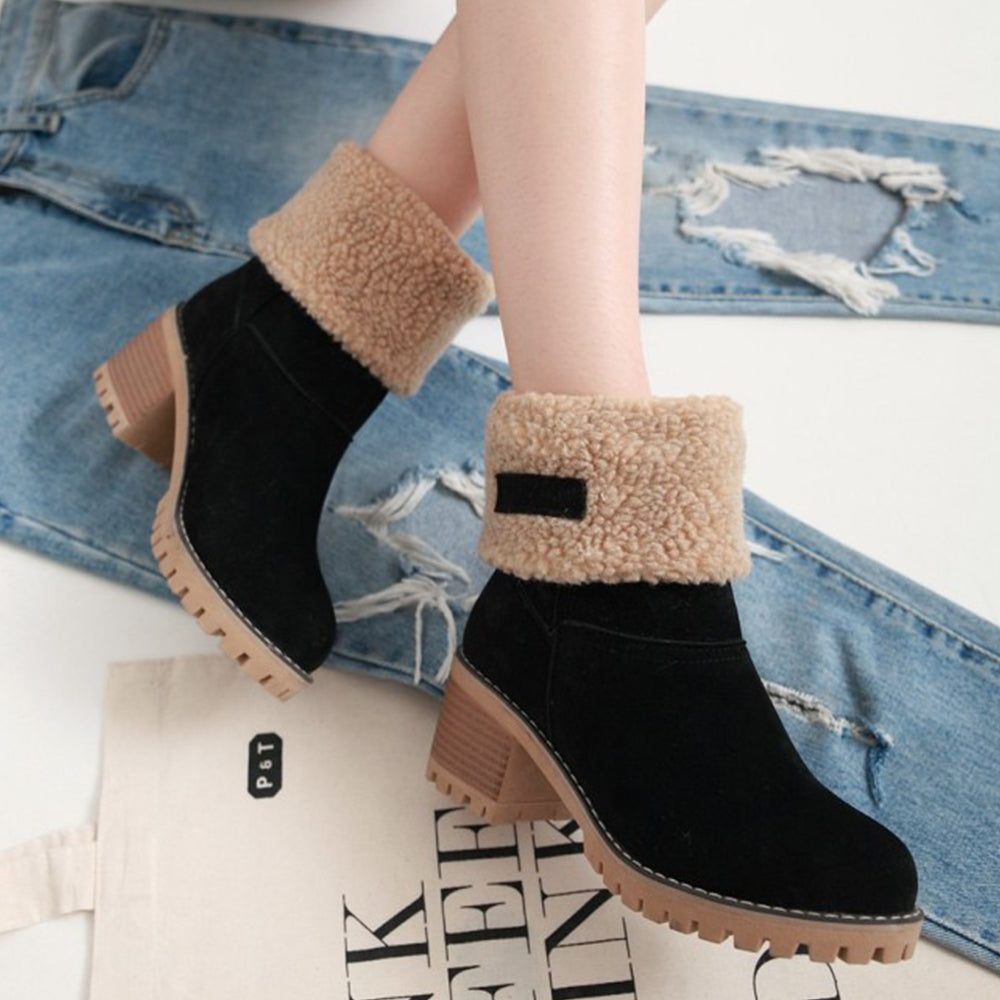 Kvinnors Högklackade Stövlar Medelhöga Mocka Färgblock-5