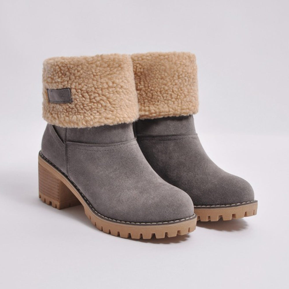 Variant image for Kvinnors Högklackade Stövlar Medelhöga Mocka Färgblock-15