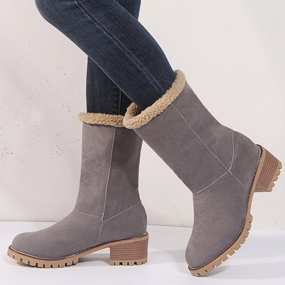 Kvinnors Högklackade Stövlar Medelhöga Mocka Färgblock-6