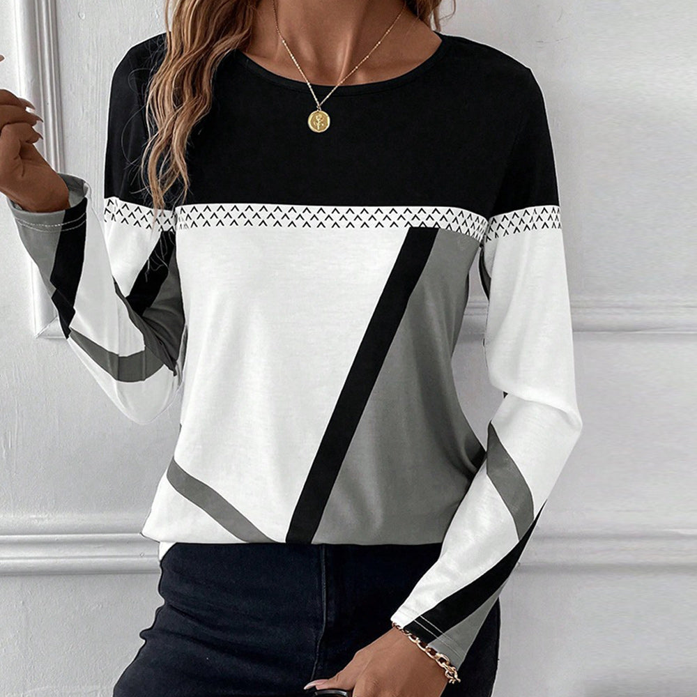 Variant image for Dam T-shirt Rundhalsad Geometrisk Design Polyester Lätt Passform-13