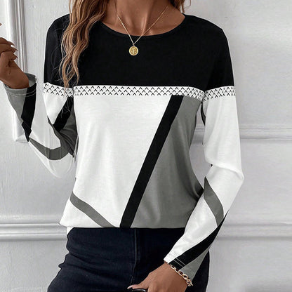 Variant image for Dam T-shirt Rundhalsad Geometrisk Design Polyester Lätt Passform-13