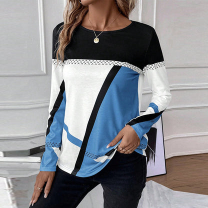 Dam T-shirt Rundhalsad Geometrisk Design Polyester Lätt Passform-2