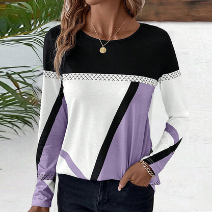 Variant image for Dam T-shirt Rundhalsad Geometrisk Design Polyester Lätt Passform-5