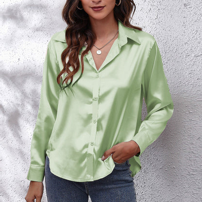 Variant image for Kvinnors Långärmad Skjorta Satinimitat Polyester-57