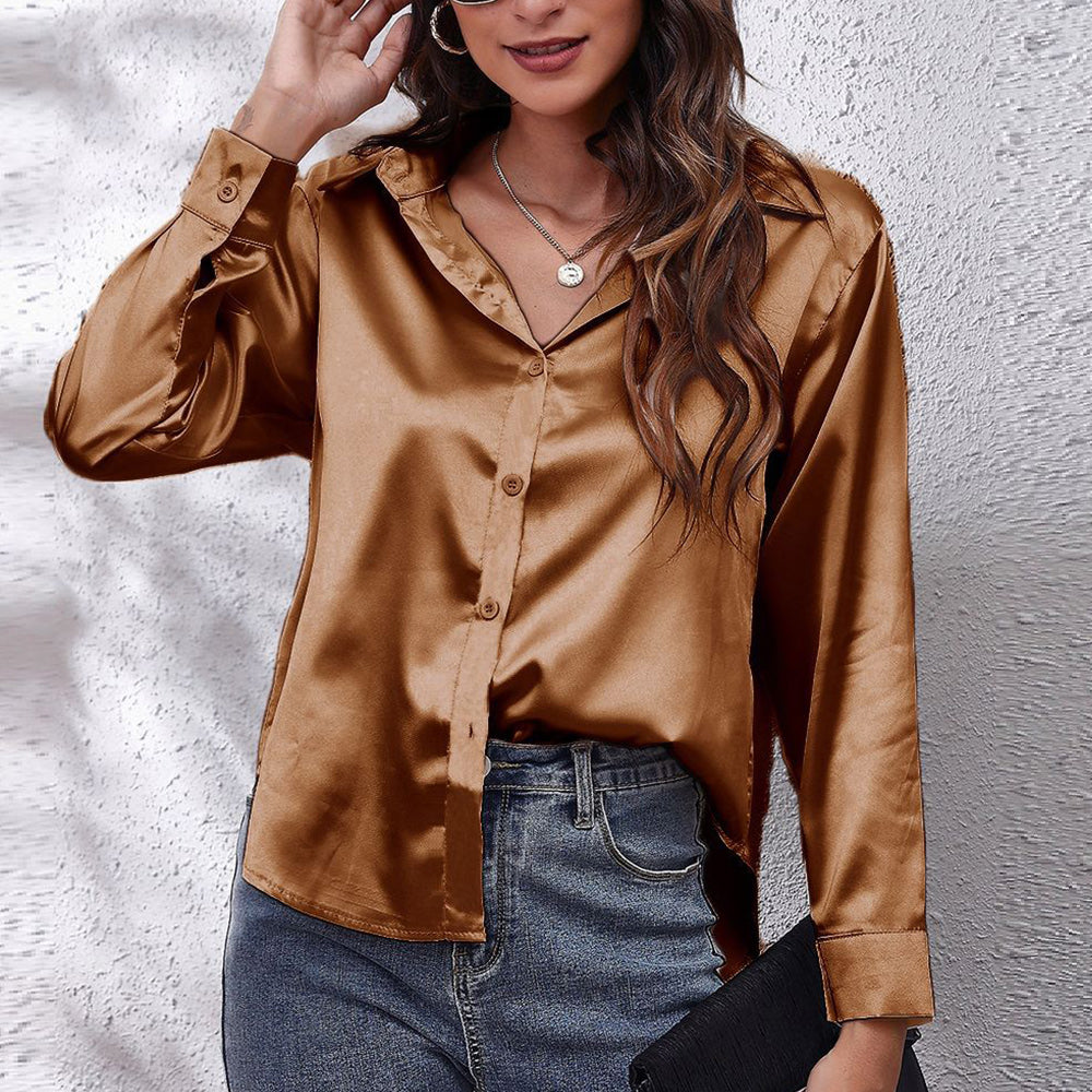 Variant image for Kvinnors Långärmad Skjorta Satinimitat Polyester-21