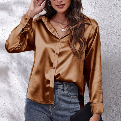 Variant image for Kvinnors Långärmad Skjorta Satinimitat Polyester-21