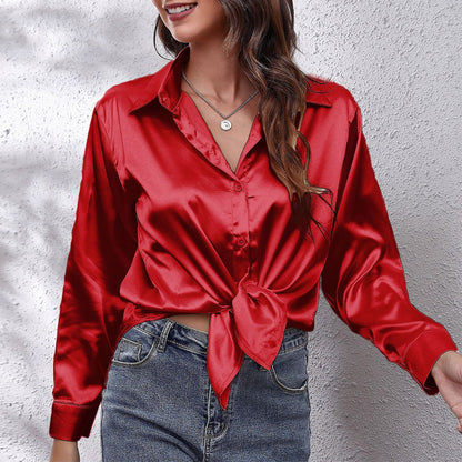 Variant image for Kvinnors Långärmad Skjorta Satinimitat Polyester-33