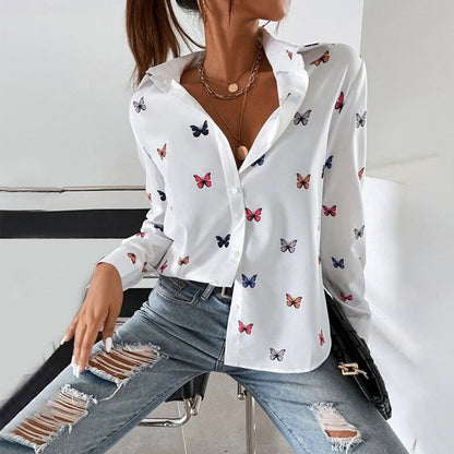 Variant image for Dam Skjorta Långärmad Polyester med Fjärils- och Hjärttryck-6