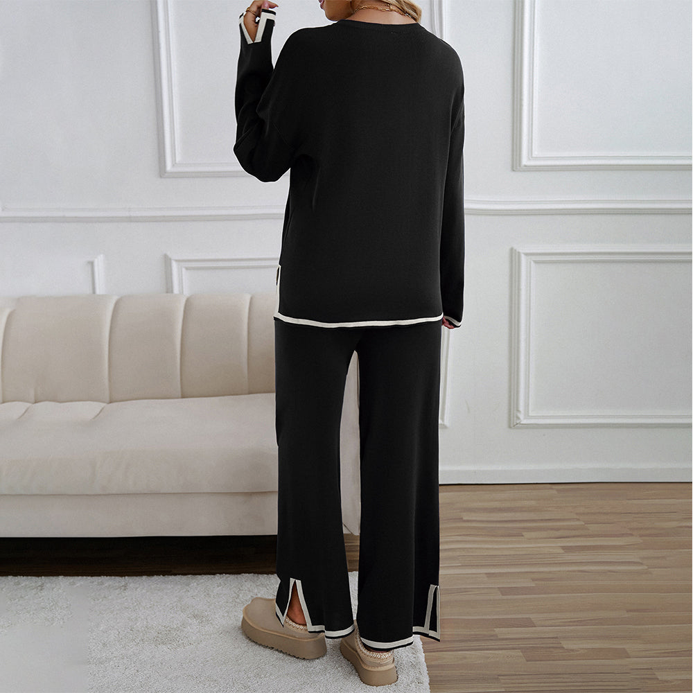 Dam Topp och Byxor Set Avslappnad Polyester Elegant Komfort-5