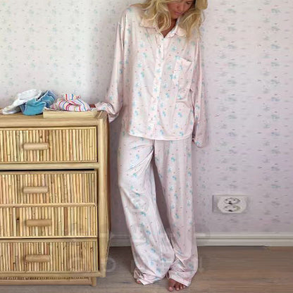 Variant image for Kvinnors Långärmad Kostym Tryckt Polyester Löst Hemma-13