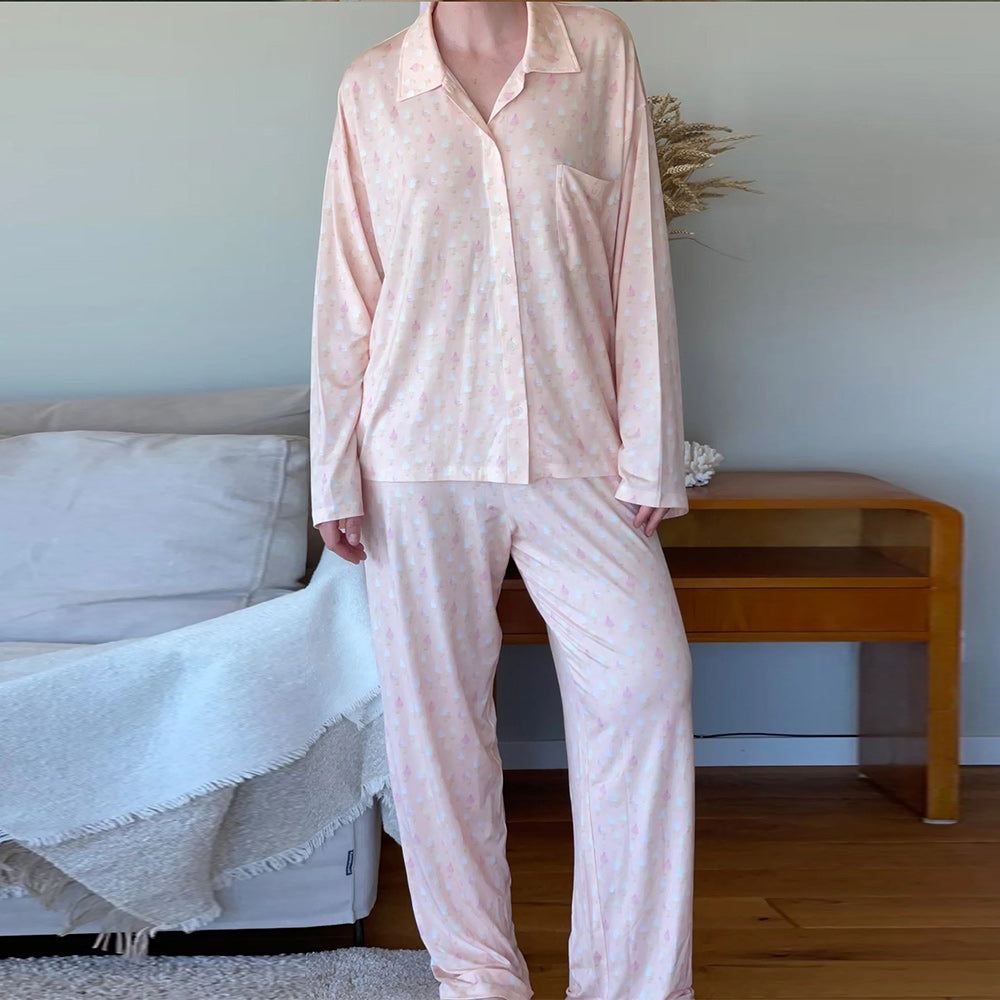 Variant image for Kvinnors Långärmad Kostym Tryckt Polyester Löst Hemma-17