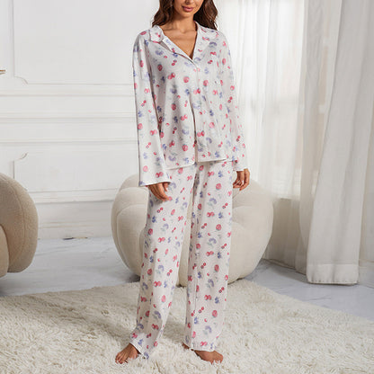 Kvinnors Långärmad Kostym Tryckt Polyester Löst Hemma-4