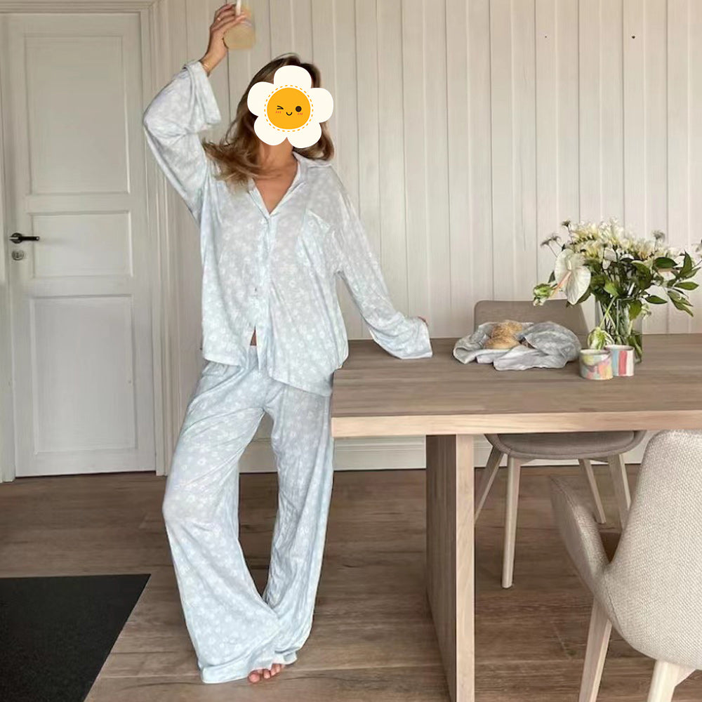 Variant image for Kvinnors Långärmad Kostym Tryckt Polyester Löst Hemma-5