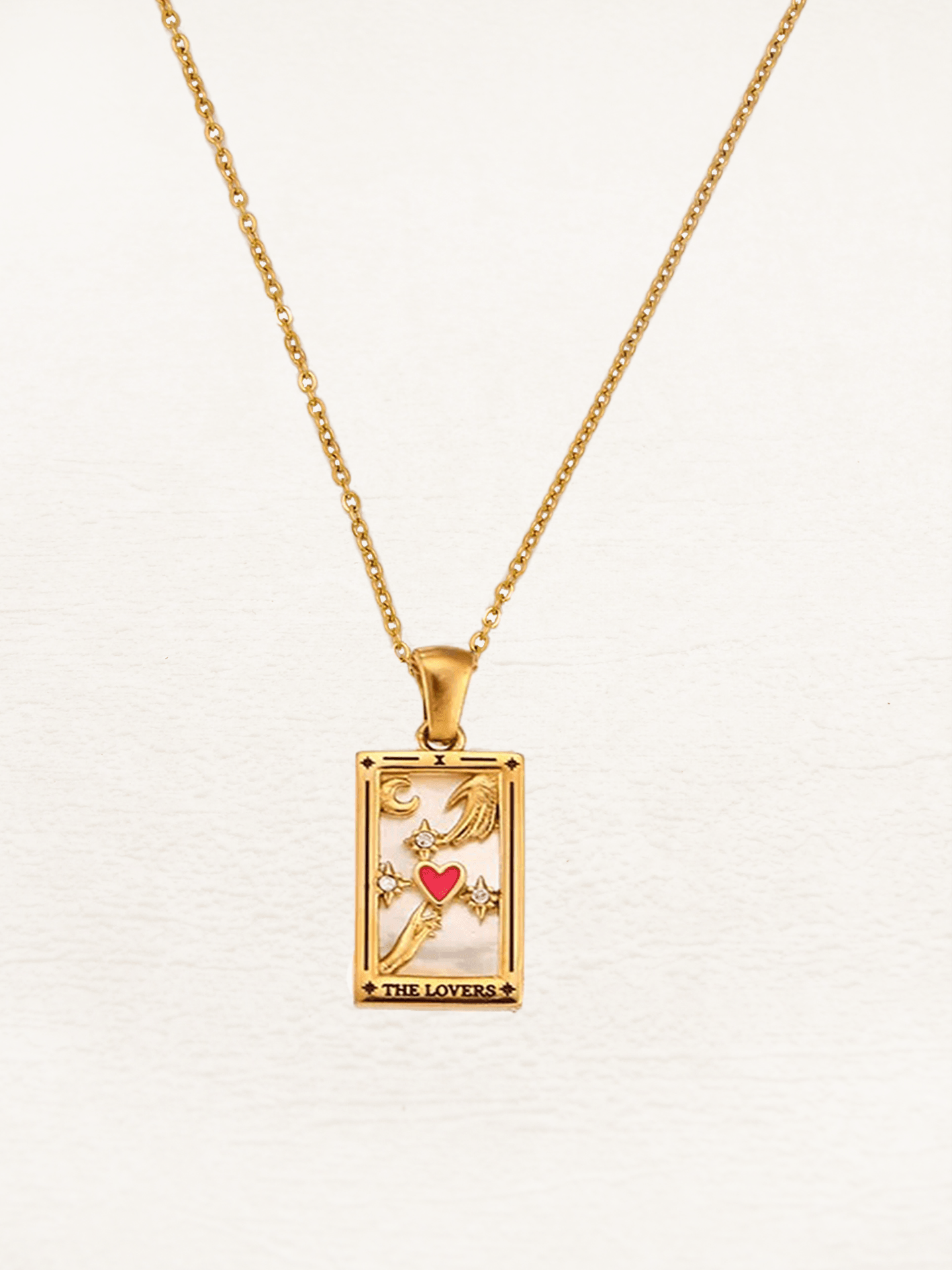 Halsband Dam Tarotkort Motiv Guld Elegant Smycke-1