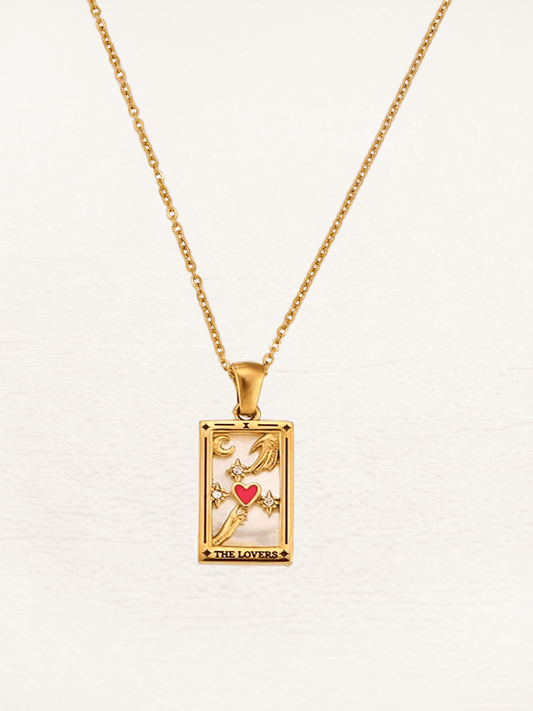 Halsband Dam Tarotkort Motiv Guld Elegant Smycke-1