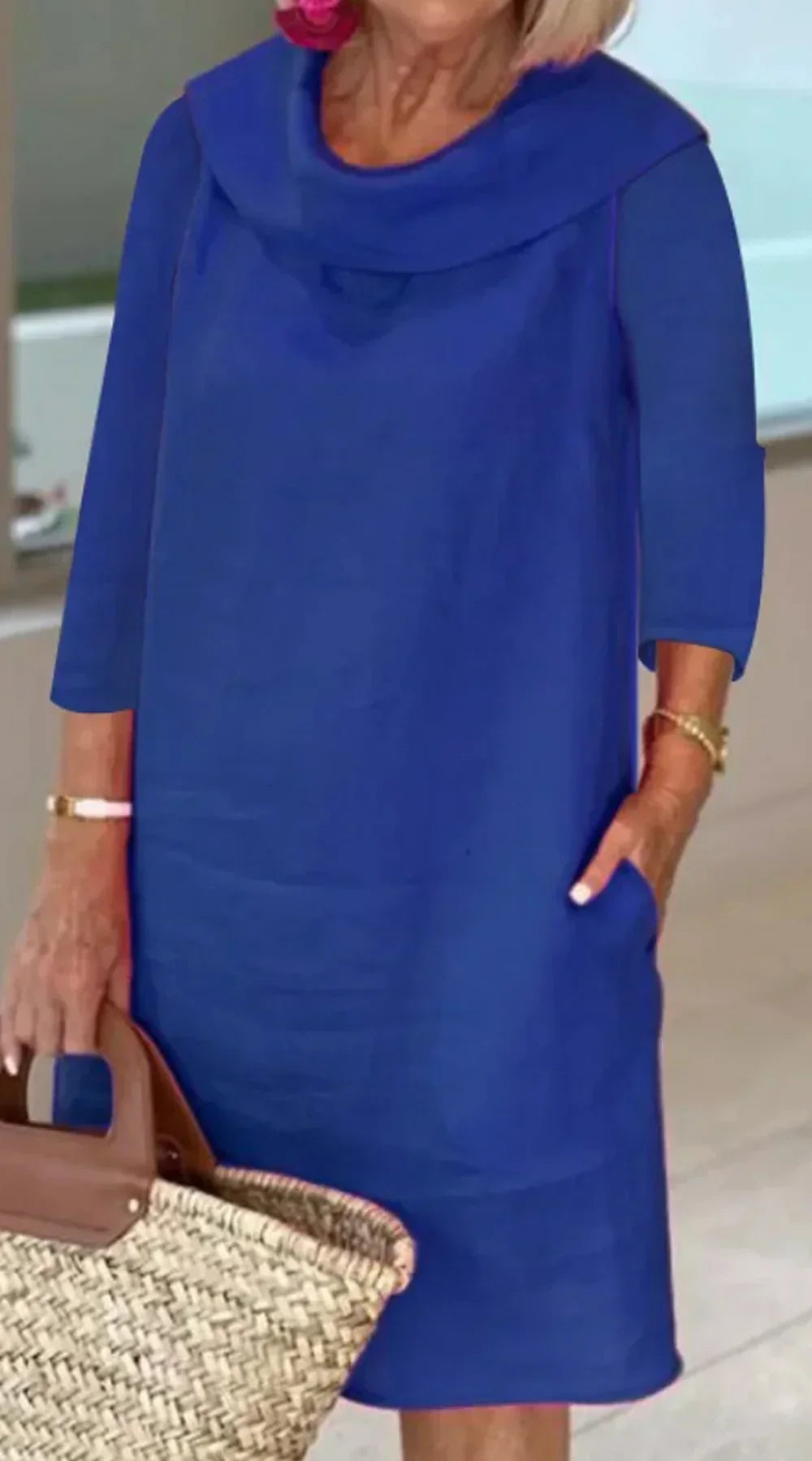 Fina Dam Klänningar Elegant Lätt Material med Krage-3