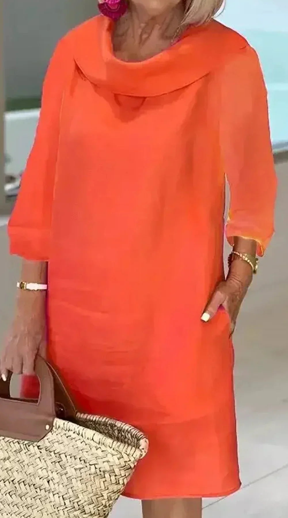 Fina Dam Klänningar Elegant Lätt Material med Krage-5