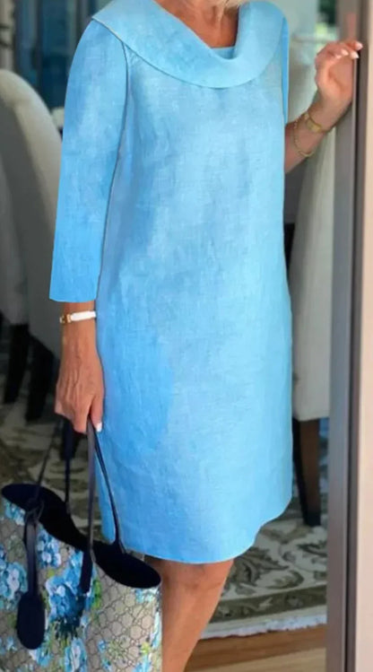 Fina Dam Klänningar Elegant Lätt Material med Krage-2