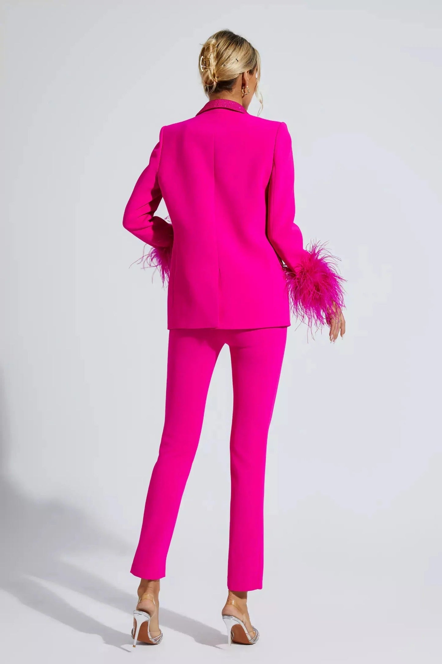 Kvinnors Tvådelad Jacka Långärmad Polyester Elegant-3