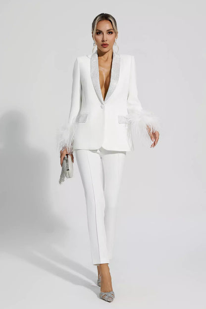 Kvinnors Tvådelad Jacka Långärmad Polyester Elegant-4