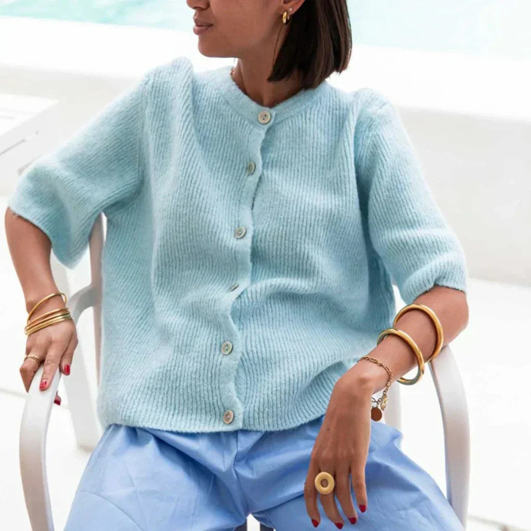 Dam Väst Stickad Med Knutdesign Mjuk Material-2