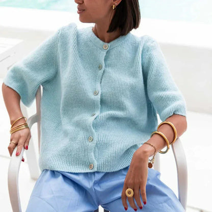 Variant image for Dam Väst Stickad Med Knutdesign Mjuk Material-5