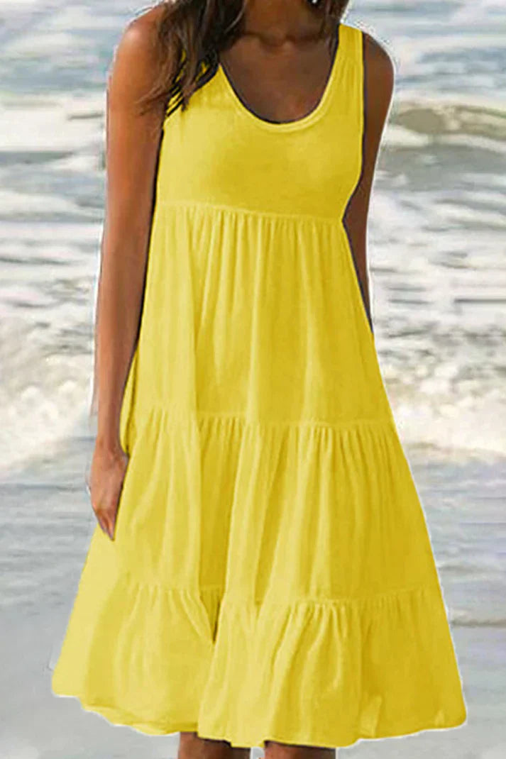 Damklänning Rund Halsringning Mjuk Bomull Pastellfärgad-5