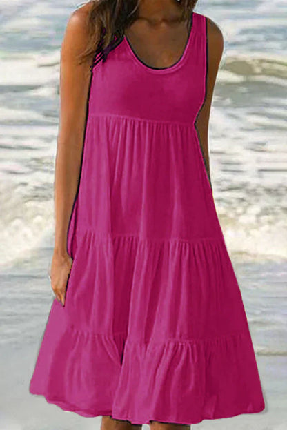 Damklänning Rund Halsringning Mjuk Bomull Pastellfärgad-3