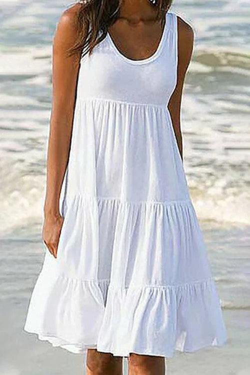 Damklänning Rund Halsringning Mjuk Bomull Pastellfärgad-1