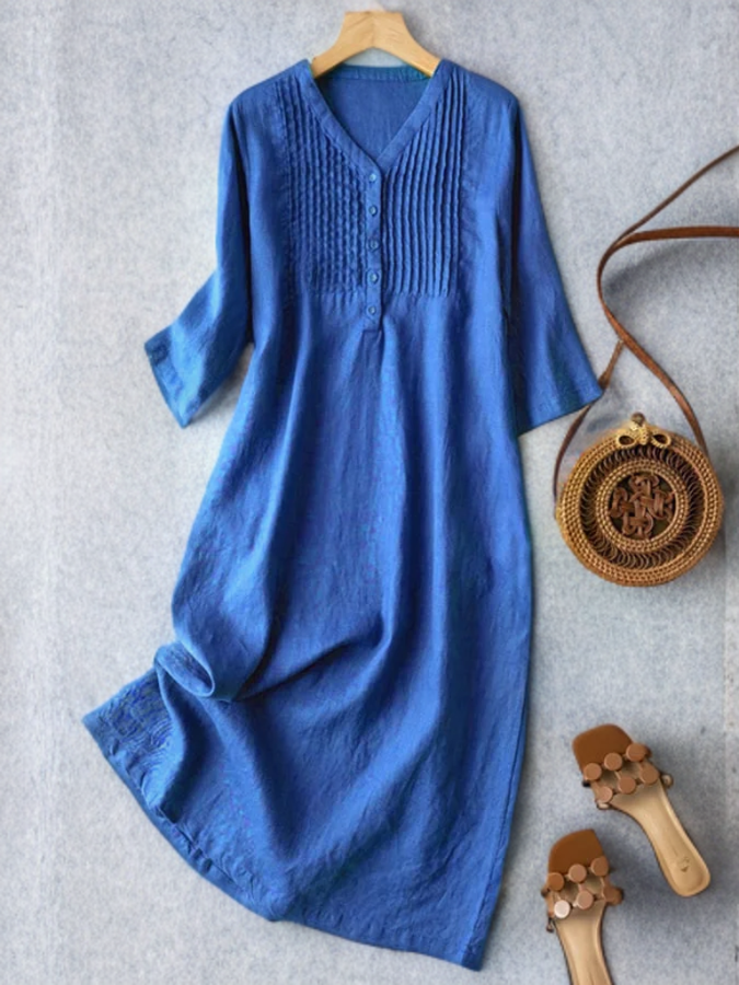 Variant image for Kvinna Fällklänning V-ringning Lätt Material-1