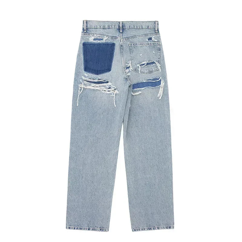 Dam Jeans Hög Midja Baggy Denim-2