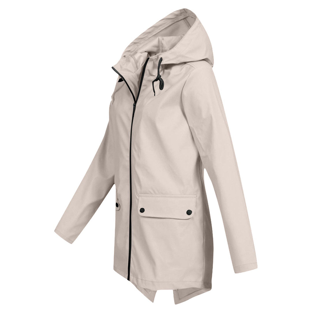 Damenjacke Wasserfest Modernes Design mit Kapuze und Taschen-3