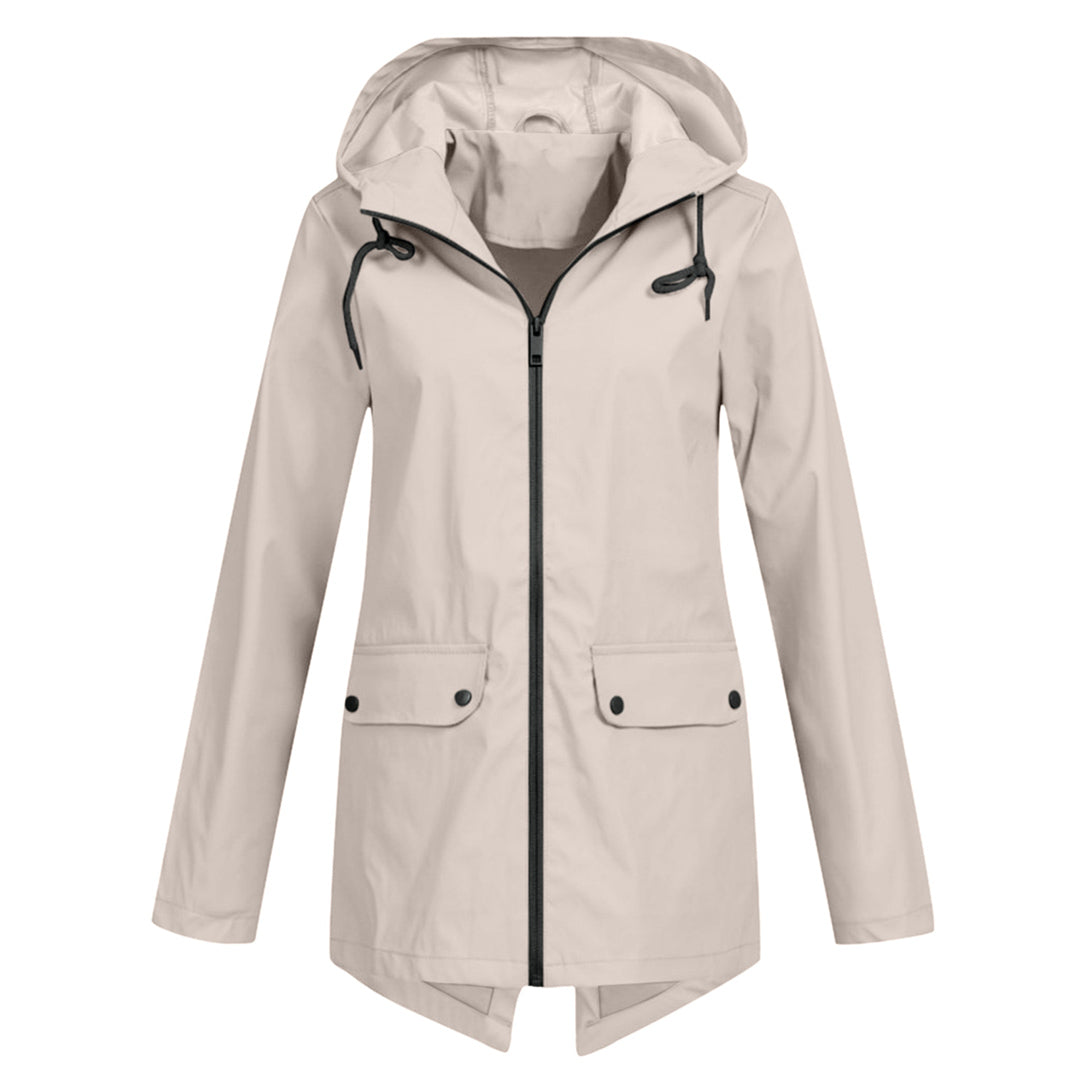 Damenjacke Wasserfest Modernes Design mit Kapuze und Taschen-1