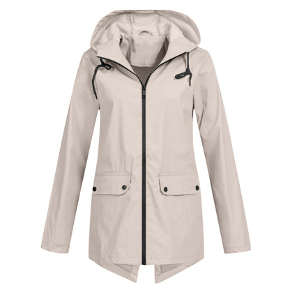 Damenjacke Wasserfest Modernes Design mit Kapuze und Taschen-1