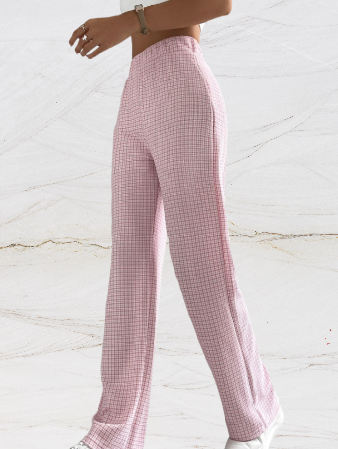 Dam Linnebyxor Hög Midja Avslappnad Stil i Linne och Elastan-3