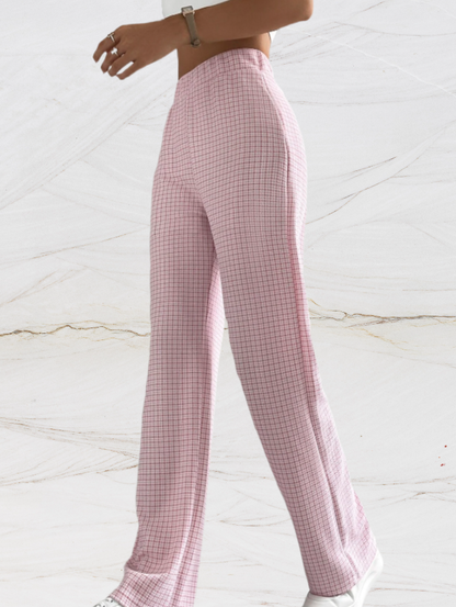 Dam Linnebyxor Hög Midja Avslappnad Stil i Linne och Elastan-3