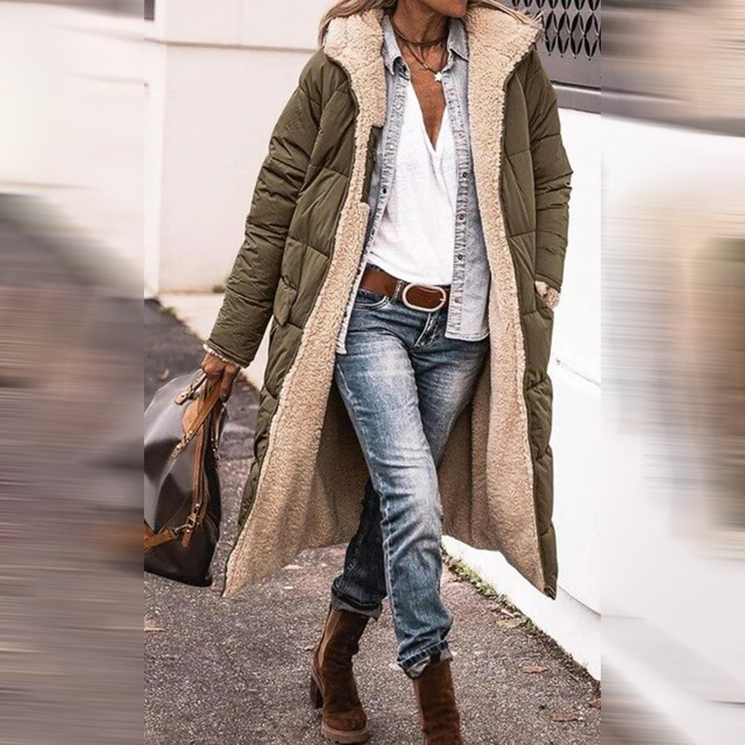 Damjacka Vändbar Kashmir Polyester med Huva-2