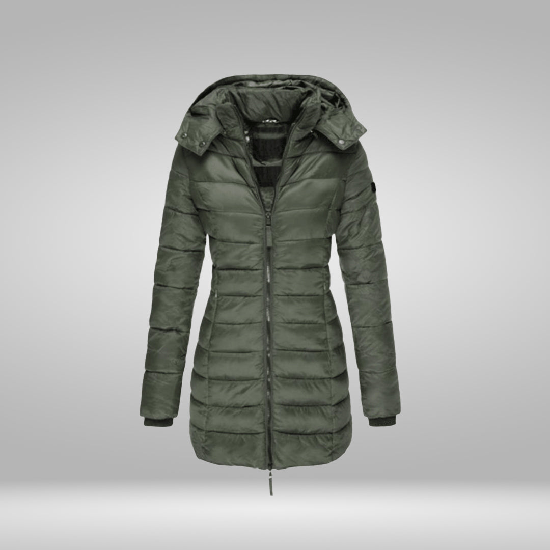 Dam Kappa Lång med Mjukt Inre Foder och Huva i Polyester-4