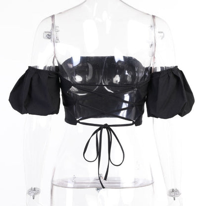 Festtoppar Dam Snörningsdetalj Kort Ärmar Polyester-5