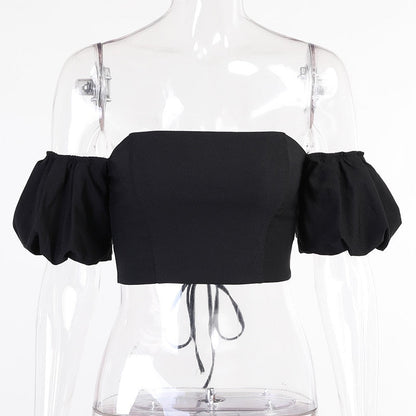 Festtoppar Dam Snörningsdetalj Kort Ärmar Polyester-4