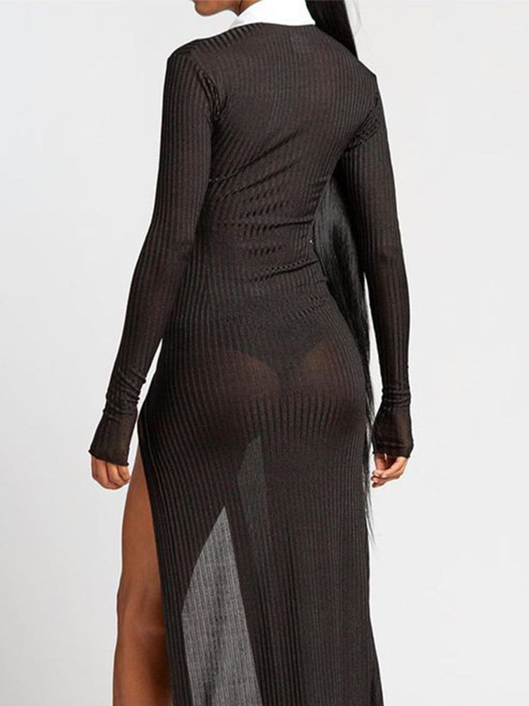 Maxiklänning Dam Transparent Design Polyester Spandex-5