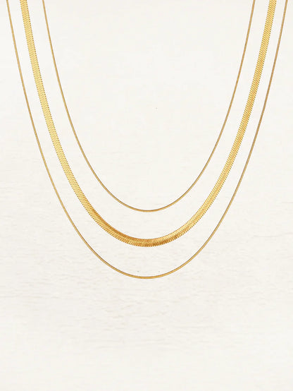 Dam Halsband Platt Ormkedja Guld Minimalistisk Design-3