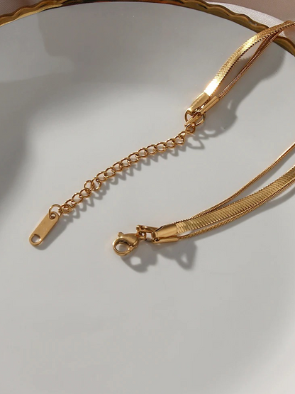 Dam Halsband Platt Ormkedja Guld Minimalistisk Design-5