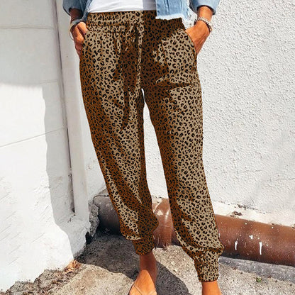 Kvinnors Byxor Leopardmönster Trendig Elastisk Tyg-3