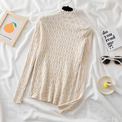 Variant image for Dam Turtleneck Tröja Fläta i Kinddetalj Mjuk Nylon Polyester Viskos-5