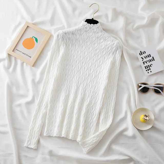 Variant image for Dam Turtleneck Tröja Fläta i Kinddetalj Mjuk Nylon Polyester Viskos-4