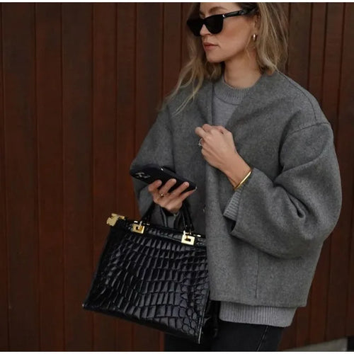 Lång Kofta Dam Löst Snitt Mjuk Ekologisk Bomull-1