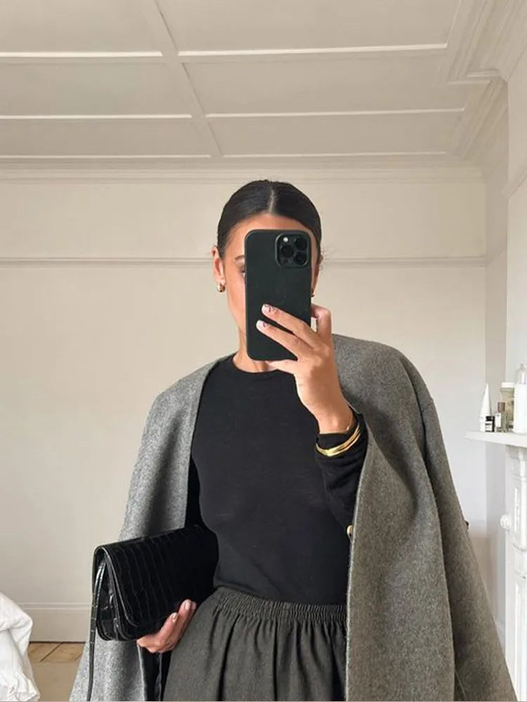 Lång Kofta Dam Löst Snitt Mjuk Ekologisk Bomull-4