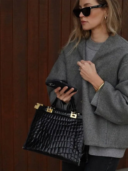 Lång Kofta Dam Löst Snitt Mjuk Ekologisk Bomull-5